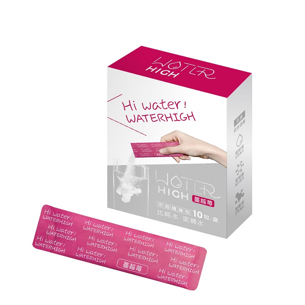 WATERHIGH 電解質沖泡粉-蔓越莓--缺水救星清爽解渴(10包/盒)